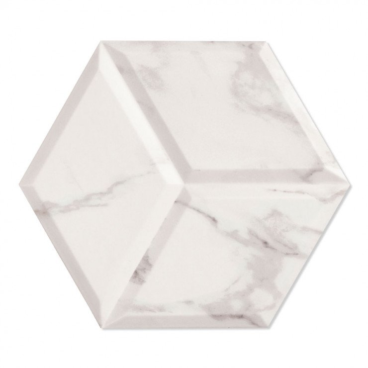 Dekor Marmor Hexagon Kakel Zaire Vit Matt-Relief 29x33 cm-1